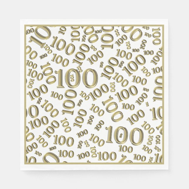 Muster Gold/Weiß 100 Zufallszahl Serviette (Vorderseite)
