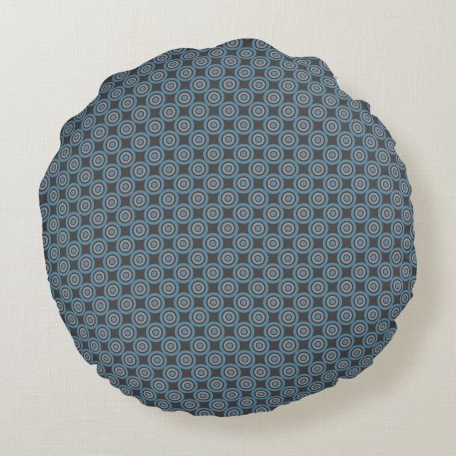 Muster Grau und blau, rundes Kissen (Rückseite)