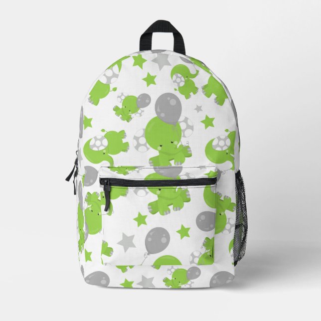 Muster grüner Elefanten, Niedliche Elefanten, Ster Bedruckter Rucksack (Vorderseite)