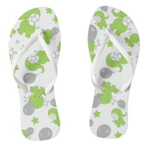 Muster grüner Elefanten, Niedliche Elefanten, Ster Flip Flops