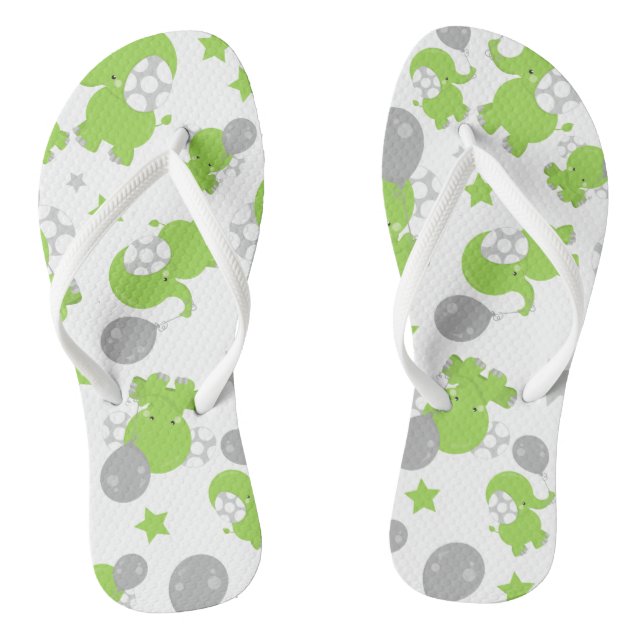 Muster grüner Elefanten, Niedliche Elefanten, Ster Flip Flops (Fußbett)