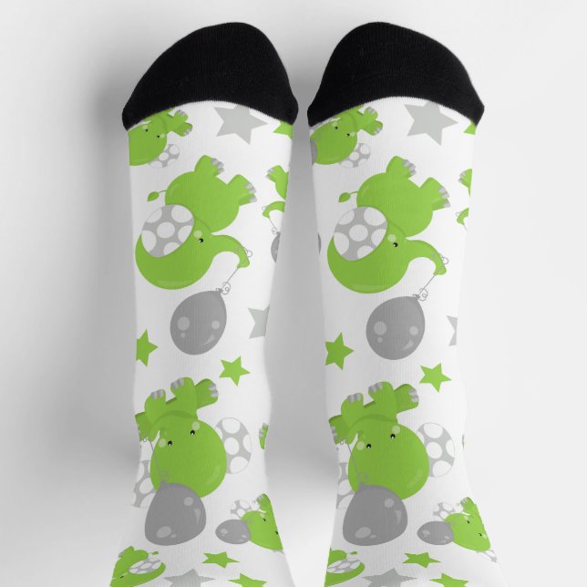 Muster grüner Elefanten, Niedliche Elefanten, Ster Socken (Oben)
