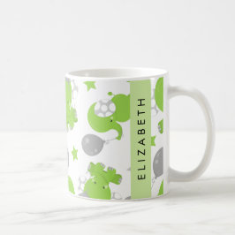 Muster grüner Elefanten, Sterne, Ihr Name Kaffeetasse