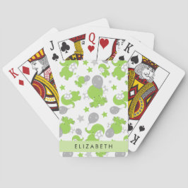 Muster grüner Elefanten, Sterne, Ihr Name Spielkarten
