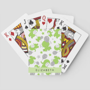 Muster grüner Elefanten, Sterne, Ihr Name Spielkarten