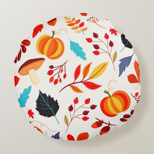 Muster Herbstkissen Rundes Kissen (Rückseite)