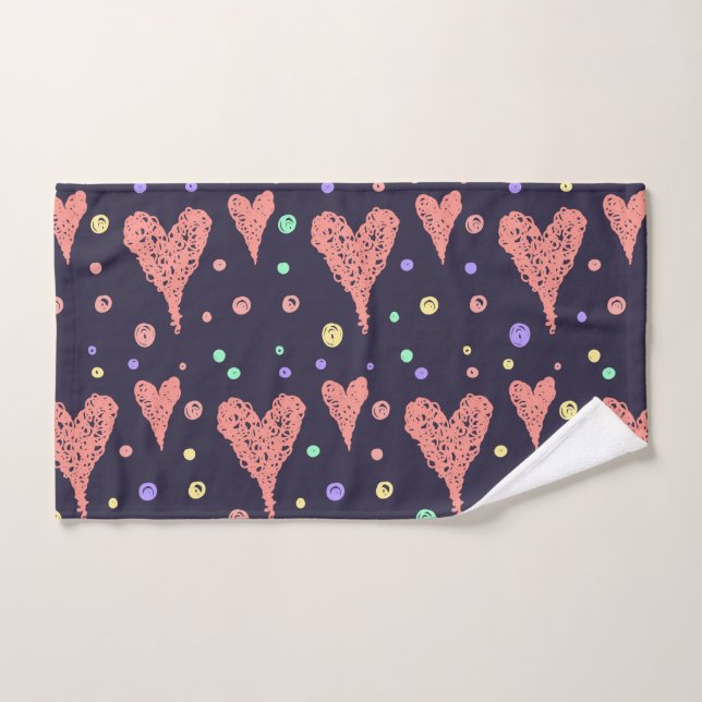 Muster Herz farbenfrohe Girly Moderne Niedlich Handtuch (Handtuch)