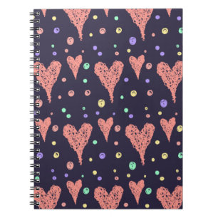 Muster Herz farbenfrohe Girly Moderne Niedlich    Notizblock