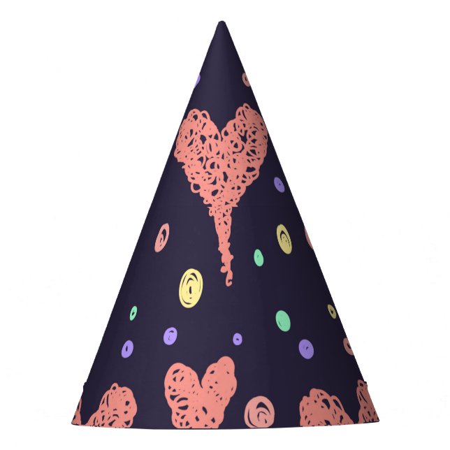 Muster Herz farbenfrohe Girly Moderne Niedlich Partyhütchen (Vorderseite)