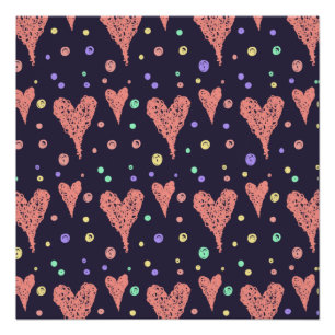 Muster Herz farbenfrohe Girly Moderne Niedlich Poster