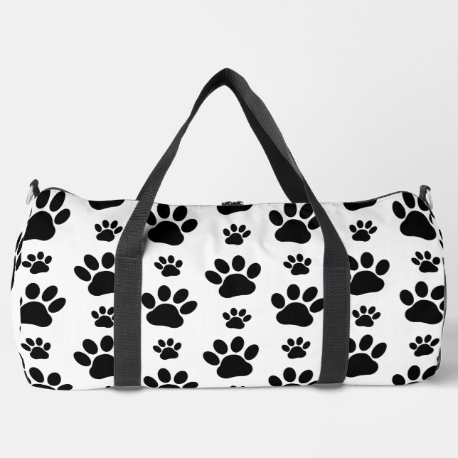 Muster, Hundeschrauben, Paw Prints, Schwarz und We Duffle Bag (Vorderseite)