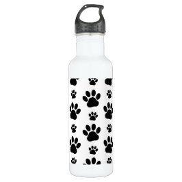 Muster, Hundeschrauben, Paw Prints, Schwarz und We Edelstahlflasche