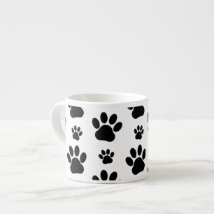 Muster, Hundeschrauben, Paw Prints, Schwarz und We Espressotasse
