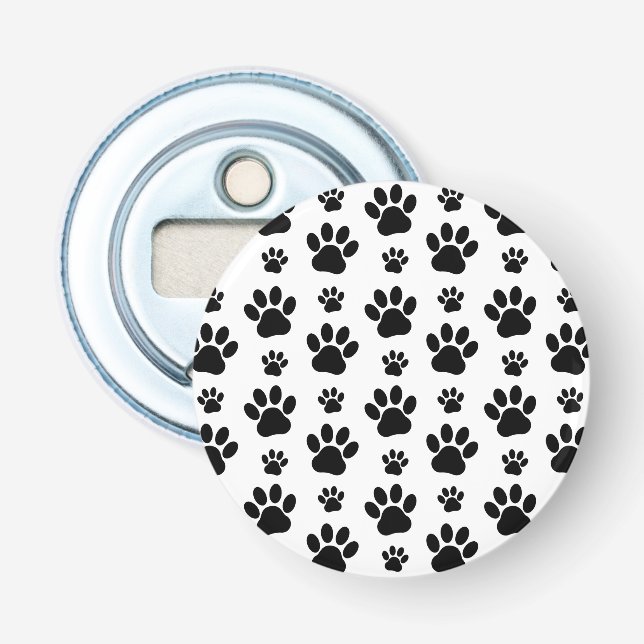 Muster, Hundeschrauben, Paw Prints, Schwarz und We Flaschenöffner (Vorderseite)