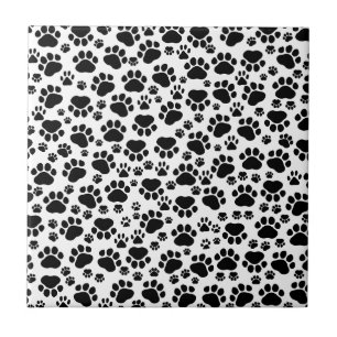 Muster, Hundeschrauben, Paw Prints, Schwarz und We Fliese