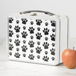Muster, Hundeschrauben, Paw Prints, Schwarz und We Metall Brotdose