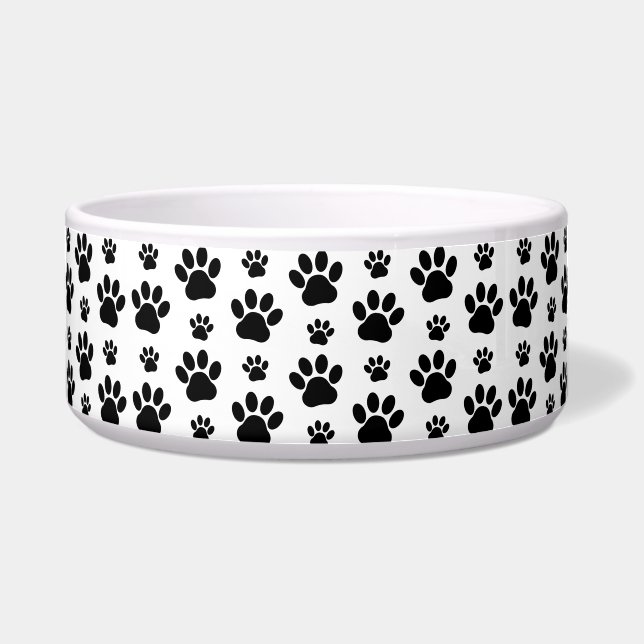Muster, Hundeschrauben, Paw Prints, Schwarz und We Napf (Vorderseite)