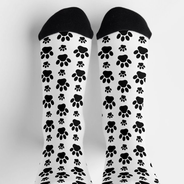 Muster, Hundeschrauben, Paw Prints, Schwarz und We Socken (Oben)