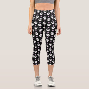 Muster, Hundeschrauben, weiße Pfoten, Lilakherzen Capri Leggings