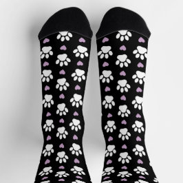 Muster, Hundeschrauben, weiße Pfoten, Lilakherzen Socken