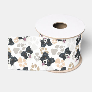 Muster-Hundetatzen-Border-Collie Ripsband