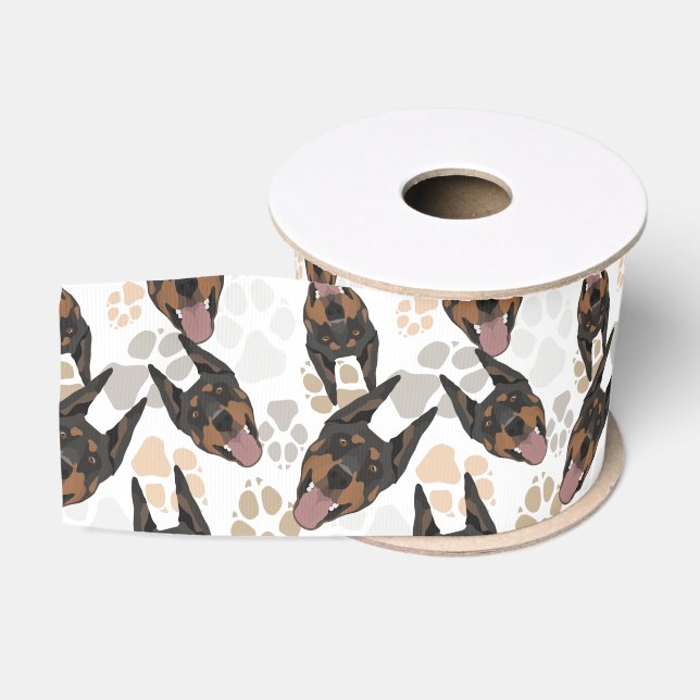 Muster-Hundetatzen-Dobermann Ripsband (Spule)