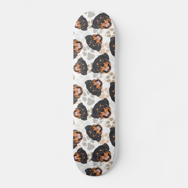 Muster-Hundetatzen Rottweiler Skateboard (Vorderseite)