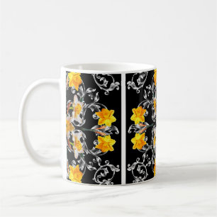 Muster im barocken Stil mit Blume Narzissen auf Kaffeetasse
