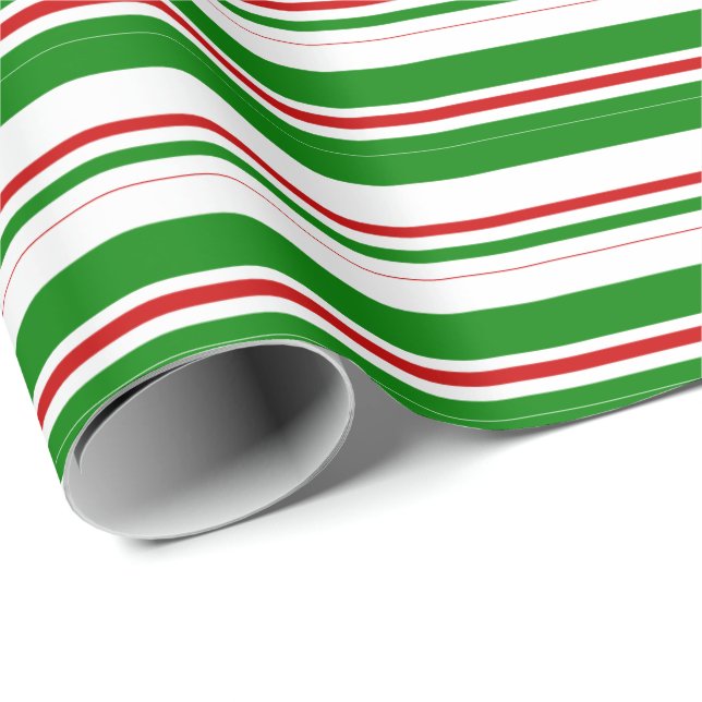 Muster in grün, weiß, rot - Weihnachtslinien Geschenkpapier (Rolleneckpunkt)