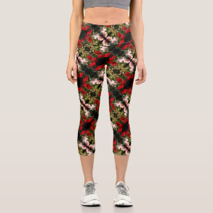 Muster in Rot und Weiß Capri Leggings
