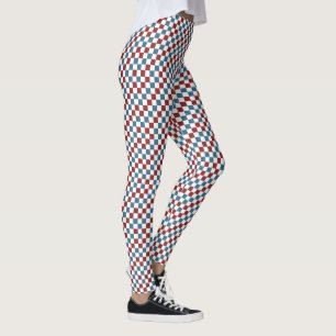 Muster in Rot-Weiß und Blau-Schachbrett Leggings