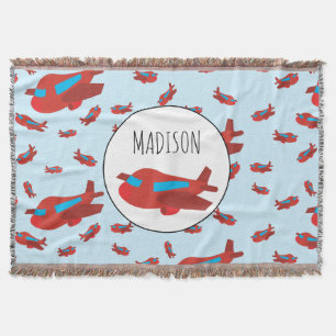 Muster-Individuelle Name für Red & Blue Airplane Decke