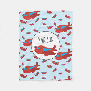 Muster-Individuelle Name für Red & Blue Airplane Fleecedecke