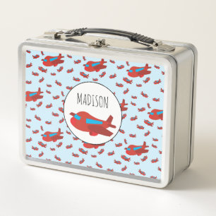 Muster-Individuelle Name für Red & Blue Airplane Metall Brotdose