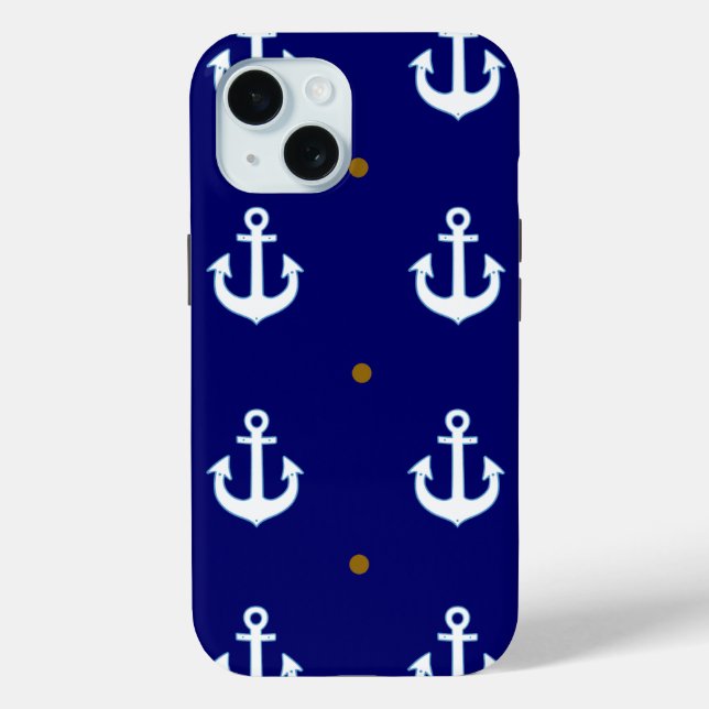 Muster kleiner weißer Anker Case-Mate iPhone Hülle (Rückseite)