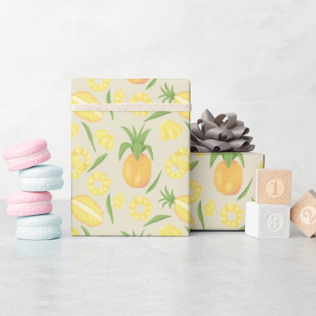 Muster-Kollektion für Obstkörbe - Ananas Geschenkpapier (Babyparty)