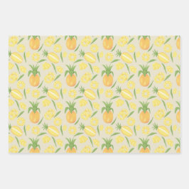 Muster-Kollektion für Obstkörbe - Ananas Geschenkpapier Set