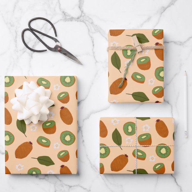 Muster-Kollektion für Obstkörbe - Kiwi Geschenkpapier Set (Vorderseite)