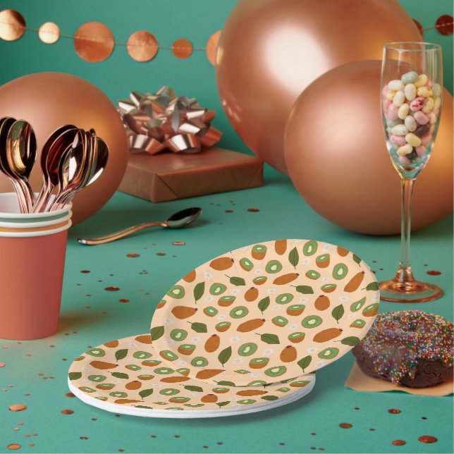 Muster-Kollektion für Obstkörbe - Kiwi Pappteller (Multi)