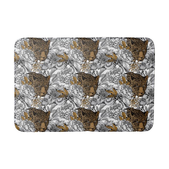Muster Leopard & Peonies Badematte (Vorderseite)