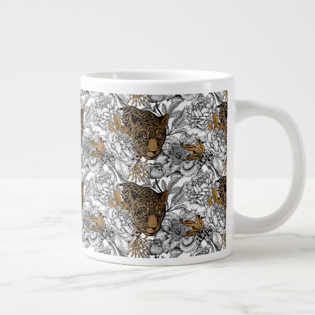 Muster Leopard & Peonies Jumbo-Tasse (Rechts)