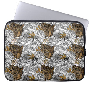 Muster Leopard & Peonies Laptopschutzhülle