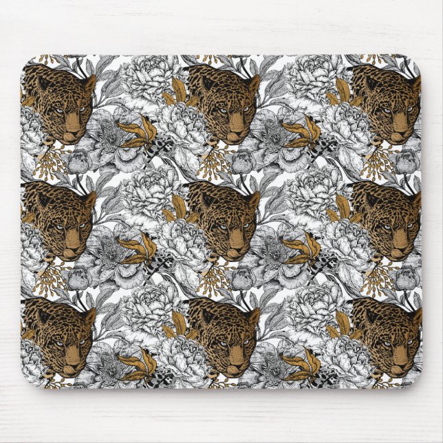 Muster Leopard & Peonies Mousepad (Vorne)