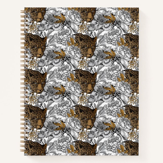 Muster Leopard & Peonies Notizbuch (Vorderseite)