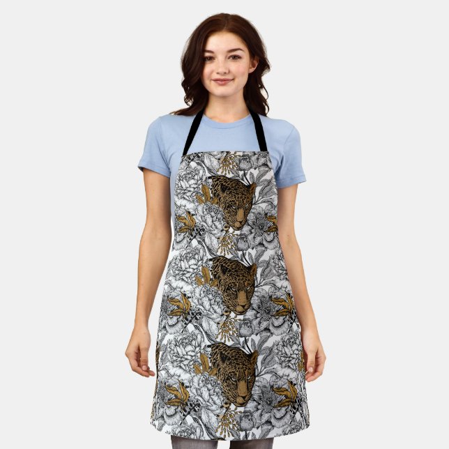 Muster Leopard & Peonies Schürze (Getragen)
