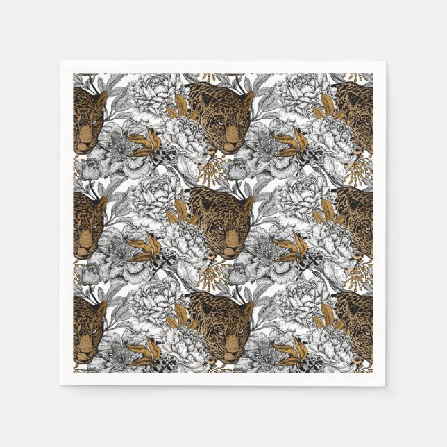 Muster Leopard & Peonies Serviette (Vorderseite)
