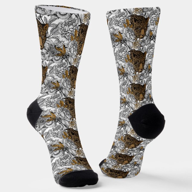 Muster Leopard & Peonies Socken (Gewinkelt)