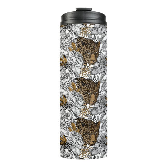 Muster Leopard & Peonies Thermosbecher (Vorderseite)