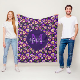 Muster Lila Monogramm für Girly Floral Stiefmütter Fleecedecke