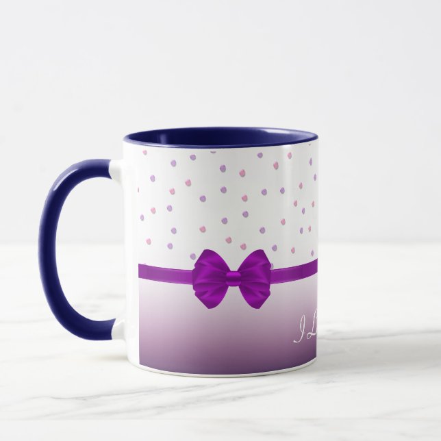 Muster Lila Polka Ribbon Kaffee Tasse (Links)